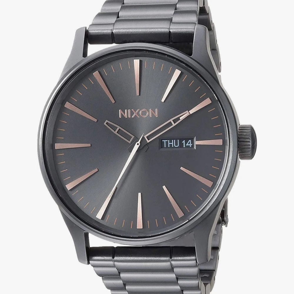 Nixon NWT SMS Sentry SS Gunmetal/Rose Gold Watch